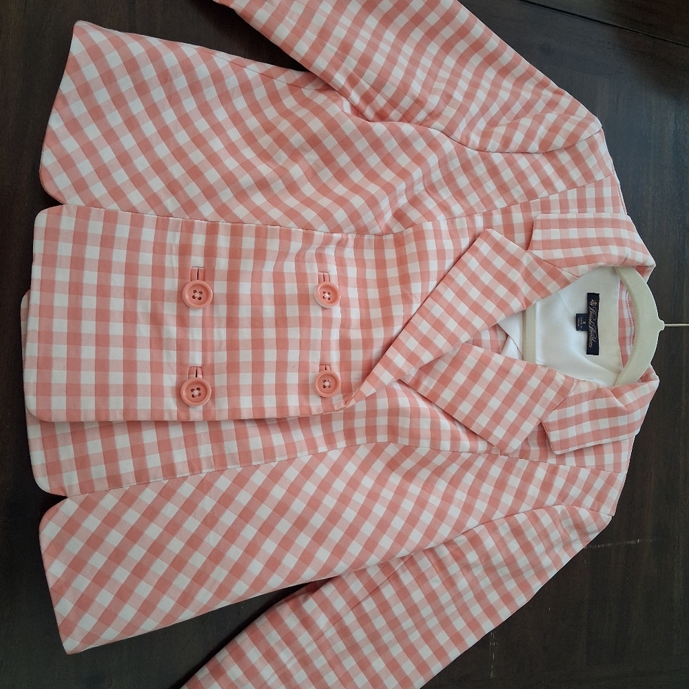Brooks Brothers Peach Gingham 3 Piece Suit Set - Picture 8 of 16